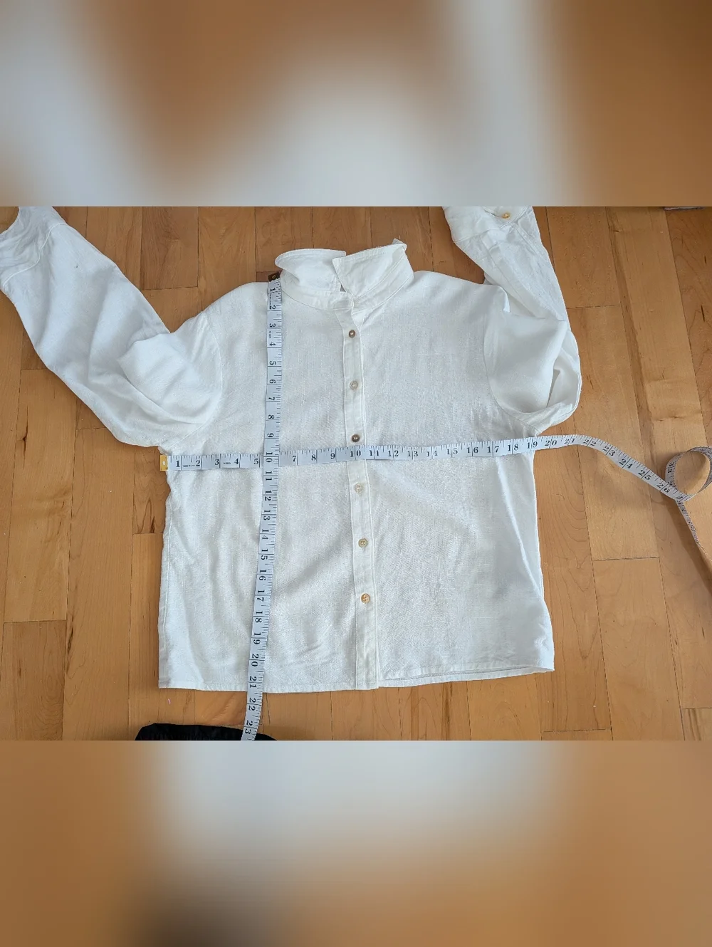 H&M White viscose Linen Blend Button Up Shirt Blouse Long Sleeve XS - Picture 2 of 10